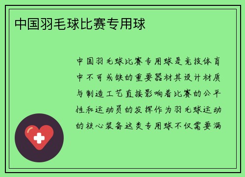 中国羽毛球比赛专用球